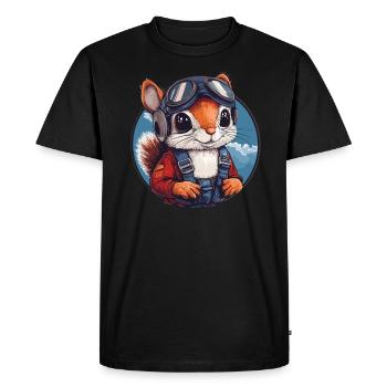 Flying squirrel with glasses - Men's Premium Organic T-Shirt - black - Front - Nico (187cm)
