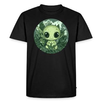 Green Alien in the Jungle - Men's Premium Organic T-Shirt - black - Front - Nico (187cm)