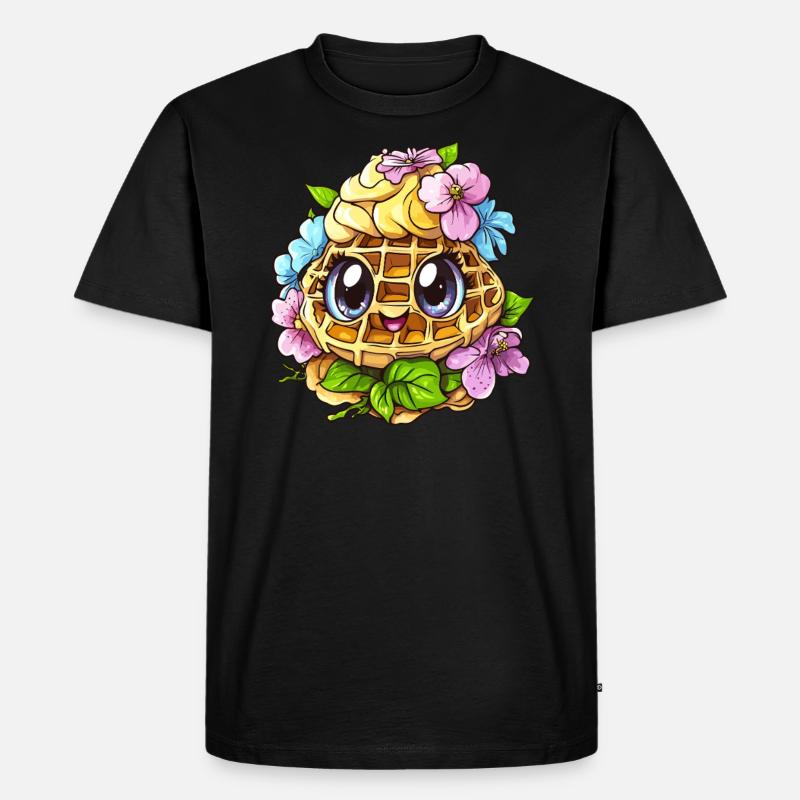 Fröhliche Blumen Waffel - Männer Premium Bio T-Shirt - Schwarz