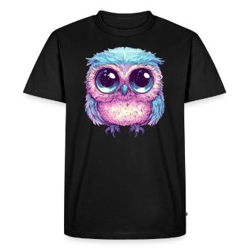 Hibou pastel mignon - T-shirt Premium bio Homme - noir - Devant - Nico (187cm)