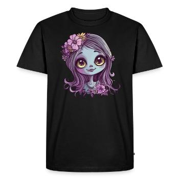 Demoiselle d’honneur aux yeux brillants - T-shirt Premium bio Homme - noir - Devant - Nico (187cm)