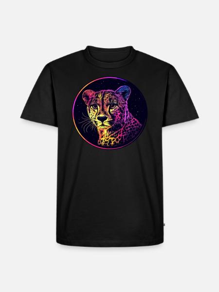 Leopard im Sternenhimmel - Männer Premium Bio T-Shirt - Schwarz
