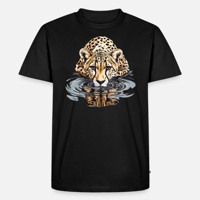 Gepard am Wasser - Männer Premium Bio T-Shirt - Schwarz