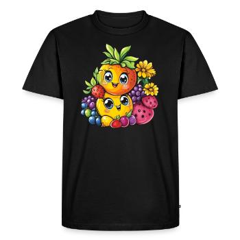 Drôles d’amis fruits - T-shirt Premium bio Homme - noir - Devant - Nico (187cm)