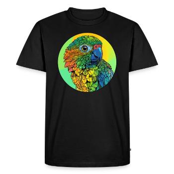 Tête de perroquet colorée - T-shirt Premium bio Homme - noir - Devant - Nico (187cm)