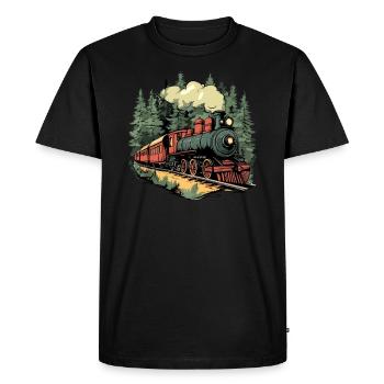 Train forestier au soleil - T-shirt Premium bio Homme - noir - Devant - Nico (187cm)