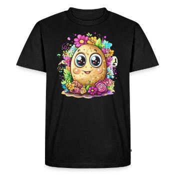 Happy potato blossom - Men's Premium Organic T-Shirt - black - Front - Nico (187cm)