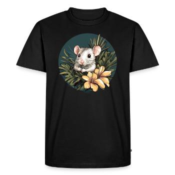 Jungle Mouse with Flower - Men's Premium Organic T-Shirt - black - Front - Nico (187cm)