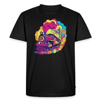 Train dans l’explosion des couleurs - T-shirt Premium bio Homme - noir - Devant - Nico (187cm)