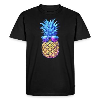 Stylish pineapple with sunglasses - Men's Premium Organic T-Shirt - black - Front - Nico (187cm)
