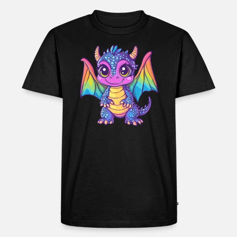 Bunter Baby-Drache - Männer Premium Bio T-Shirt - Schwarz