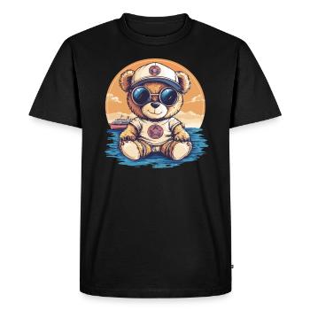Ours en peluche avec lunettes de soleil - T-shirt Premium bio Homme - noir - Devant - Nico (187cm)