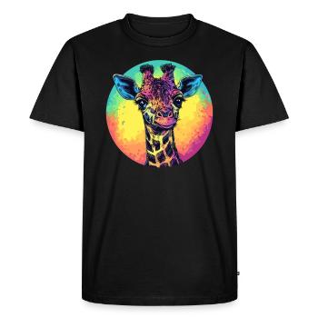 Girafe colorée avec dégradé - T-shirt Premium bio Homme - noir - Devant - Nico (187cm)