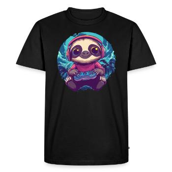 Gamer Sloth Chill Mode - Men's Premium Organic T-Shirt - black - Front - Nico (187cm)