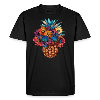 Pineapple with sunglasses - Men's Premium Organic T-Shirt - black - Front - Nico (187cm)