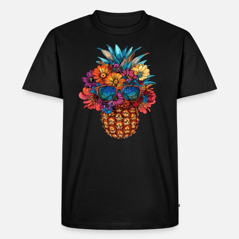 Ananas mit Sonnenbrille - Männer Premium Bio T-Shirt - Schwarz