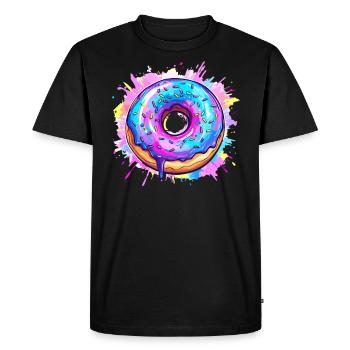 Explosion de beignets colorés - T-shirt Premium bio Homme - noir - Devant - Nico (187cm)