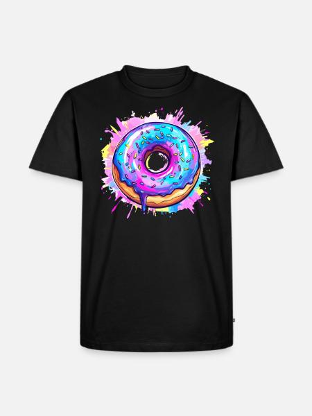 Bunte Donut Explosion - Männer Premium Bio T-Shirt - Schwarz