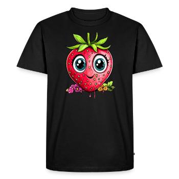 Fraise aux grands yeux - T-shirt Premium bio Homme - noir - Devant - Nico (187cm)