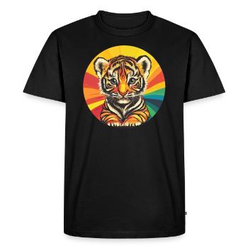 Bébé tigre aux couleurs de l’arc-en-ciel - T-shirt Premium bio Homme - noir - Devant - Nico (187cm)