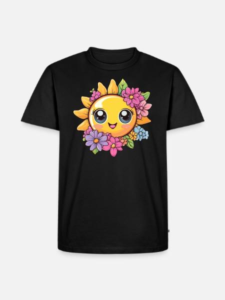 Sunshine with flower wreath - Men's Premium Organic T-Shirt - black