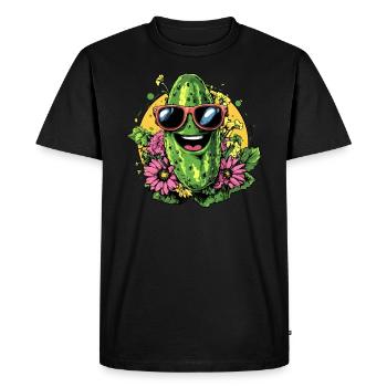 Concombre frais avec lunettes de soleil - T-shirt Premium bio Homme - noir - Devant - Nico (187cm)