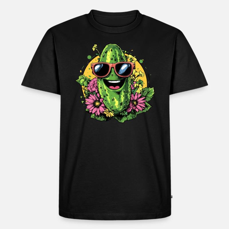 Coole Gurke mit Sonnenbrille - Männer Premium Bio T-Shirt - Schwarz