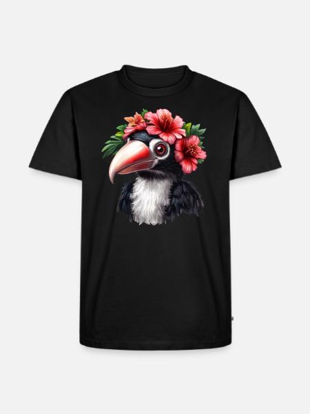 Toucan with flower wreath - Men's Premium Organic T-Shirt - black