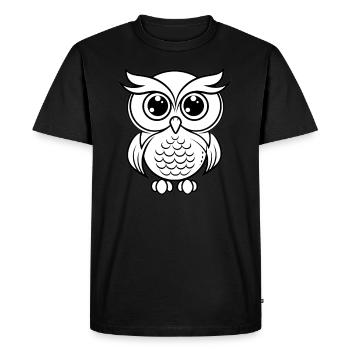Contour de hibou mignon - T-shirt Premium bio Homme - noir - Devant - Nico (187cm)