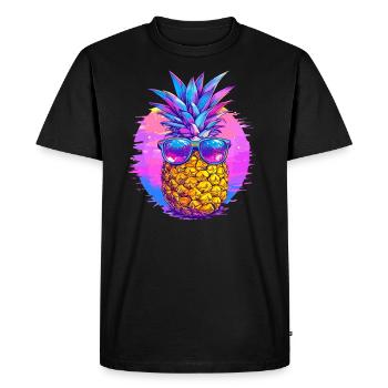 Pineapple with retro sunglasses - Men's Premium Organic T-Shirt - black - Front - Nico (187cm)