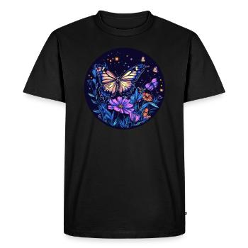 Papillon de nuit dans le champ de fleurs - T-shirt Premium bio Homme - noir - Devant - Nico (187cm)