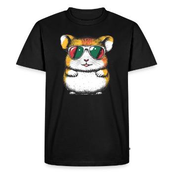 Hamster cool avec des lunettes - T-shirt Premium bio Homme - noir - Devant - Nico (187cm)