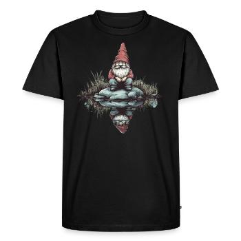 Pensive garden gnome - Men's Premium Organic T-Shirt - black - Front - Nico (187cm)