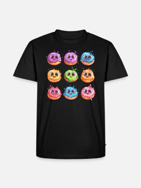 Bunte Donut Freunde - Männer Premium Bio T-Shirt - Schwarz