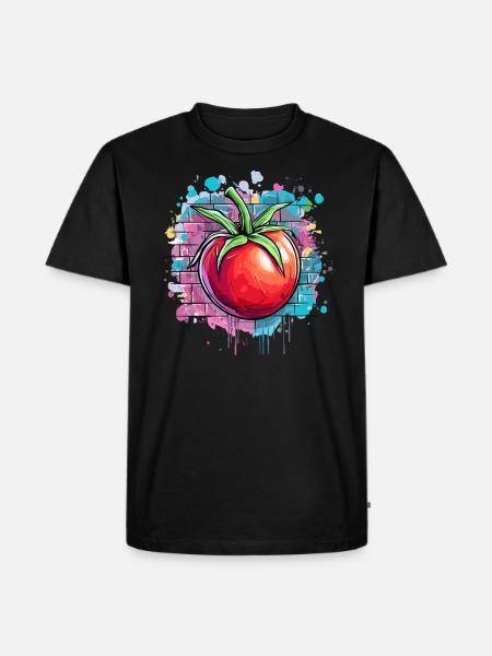 Graffiti tomato on wall - Men's Premium Organic T-Shirt - black
