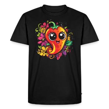 Cheerful Cartoon Chili - Men's Premium Organic T-Shirt - black - Front - Nico (187cm)