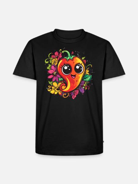 Cheerful Cartoon Chili - Men's Premium Organic T-Shirt - black