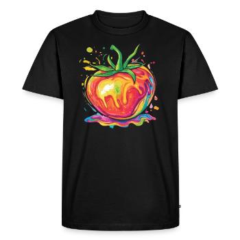 Tomate Pop Art Arc-en-ciel - T-shirt Premium bio Homme - noir - Devant - Nico (187cm)
