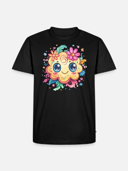 Biscuit with flower smile - Men's Premium Organic T-Shirt - black