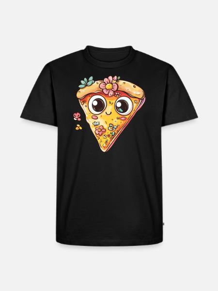 Pizza slice with flowers - Men's Premium Organic T-Shirt - black