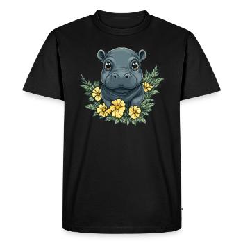 Baby Flower Hippopotamus - Men's Premium Organic T-Shirt - black - Front - Nico (187cm)