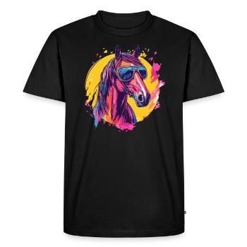 Cheval élégant avec des lunettes de soleil - T-shirt Premium bio Homme - noir - Devant - Nico (187cm)