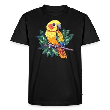 Perroquet coloré sur branche - T-shirt Premium bio Homme - noir - Devant - Nico (187cm)