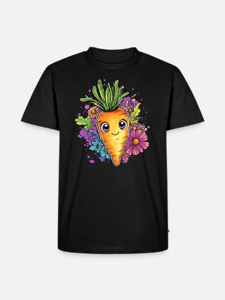 Cheerful carrot with flowers - Men's Premium Organic T-Shirt - black