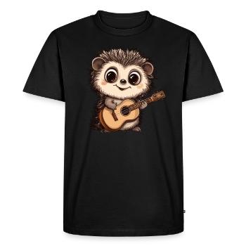 Hérisson mélomane - T-shirt Premium bio Homme - noir - Devant - Nico (187cm)