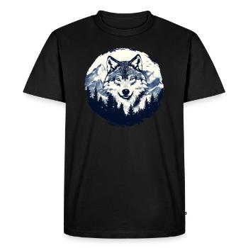 Wolf in the mountain forest - Men's Premium Organic T-Shirt - black - Front - Nico (187cm)