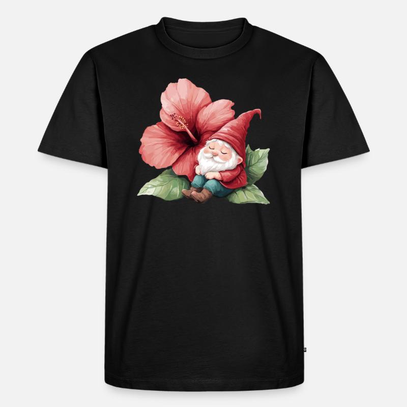 Schlafender Gartenzwerg Blüte - Männer Premium Bio T-Shirt - Schwarz
