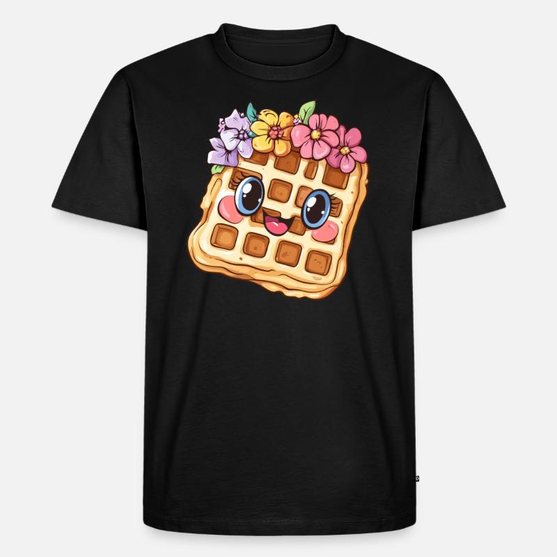 Waffel mit Blumen - Männer Premium Bio T-Shirt - Schwarz