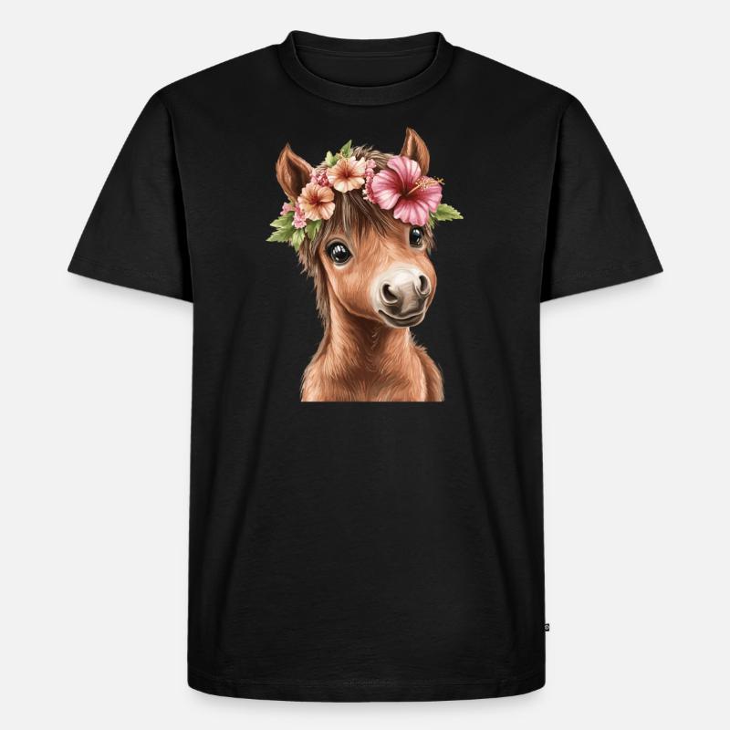 Flower pony with wreath - Men's Premium Organic T-Shirt - black