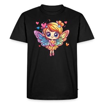 Fée papillon avec coeur - T-shirt Premium bio Homme - noir - Devant - Nico (187cm)